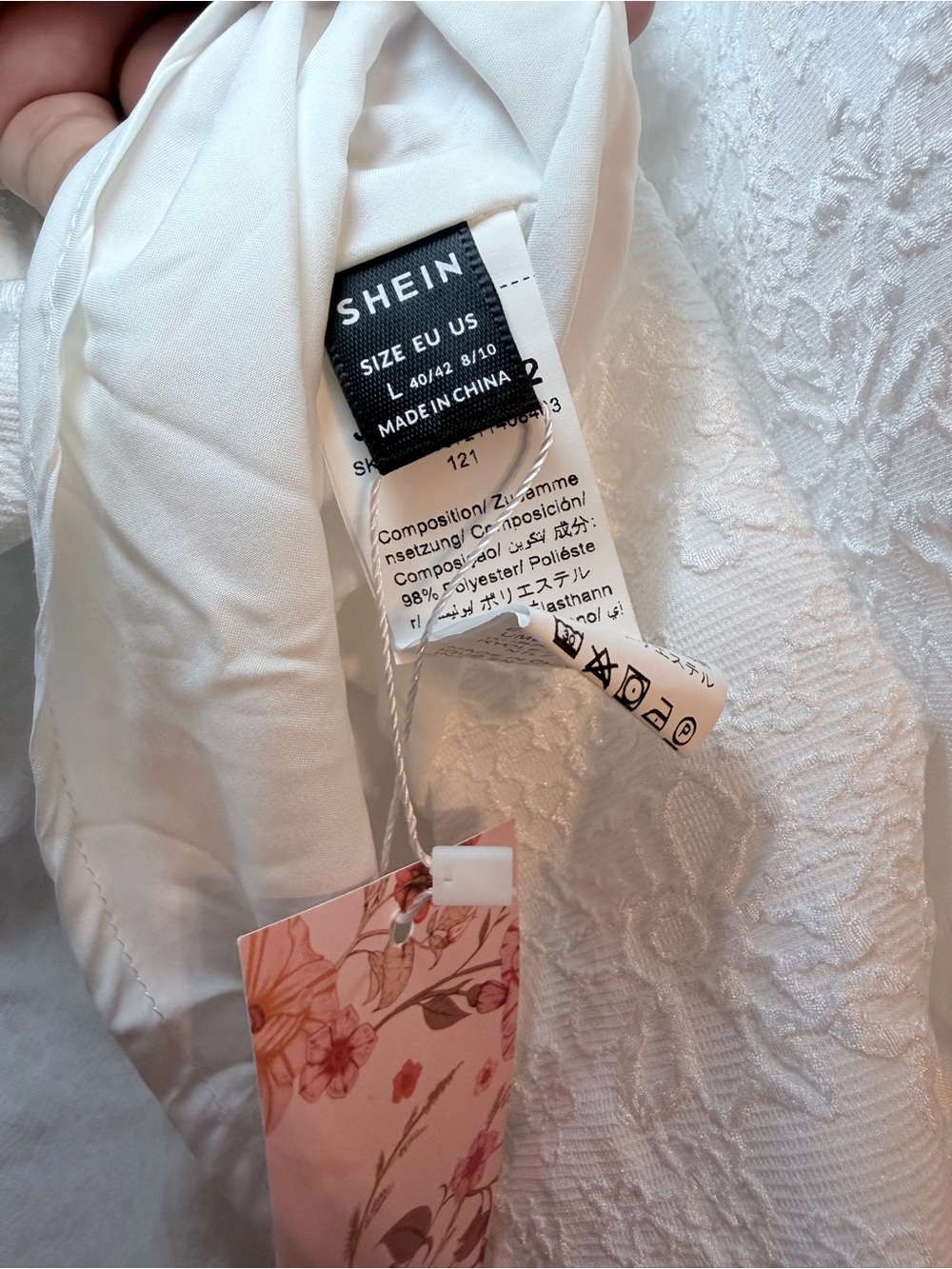 White Textured A-Line Dress size large - Picture 5 of 7
